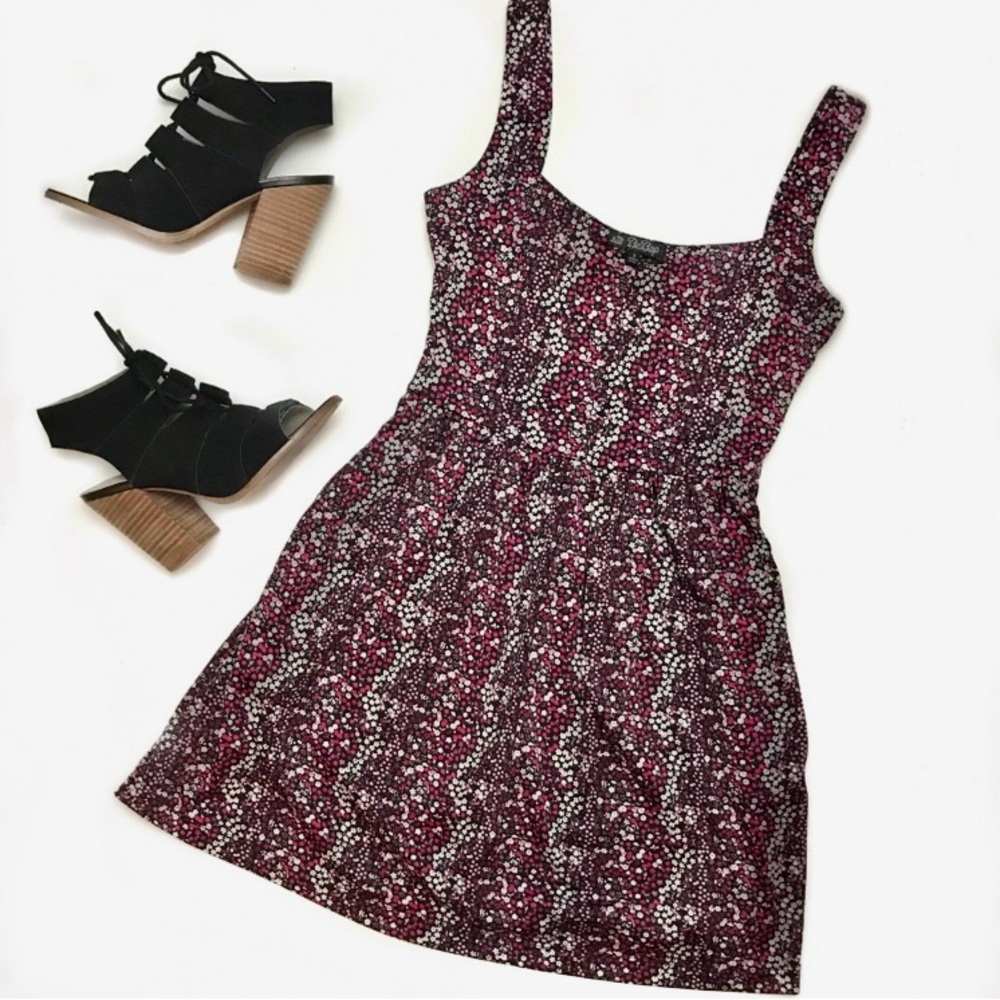 BeBop Pink Multi Floral Short Summer Aline Dress- Large (11/13) Bust: 38.5-40